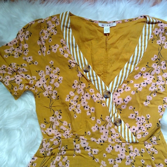 Miami Floral Mustard Romper - Picture 2 of 4
